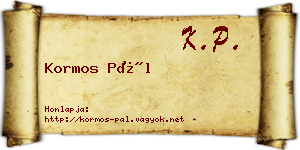 Kormos Pál névjegykártya