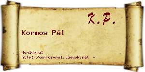 Kormos Pál névjegykártya